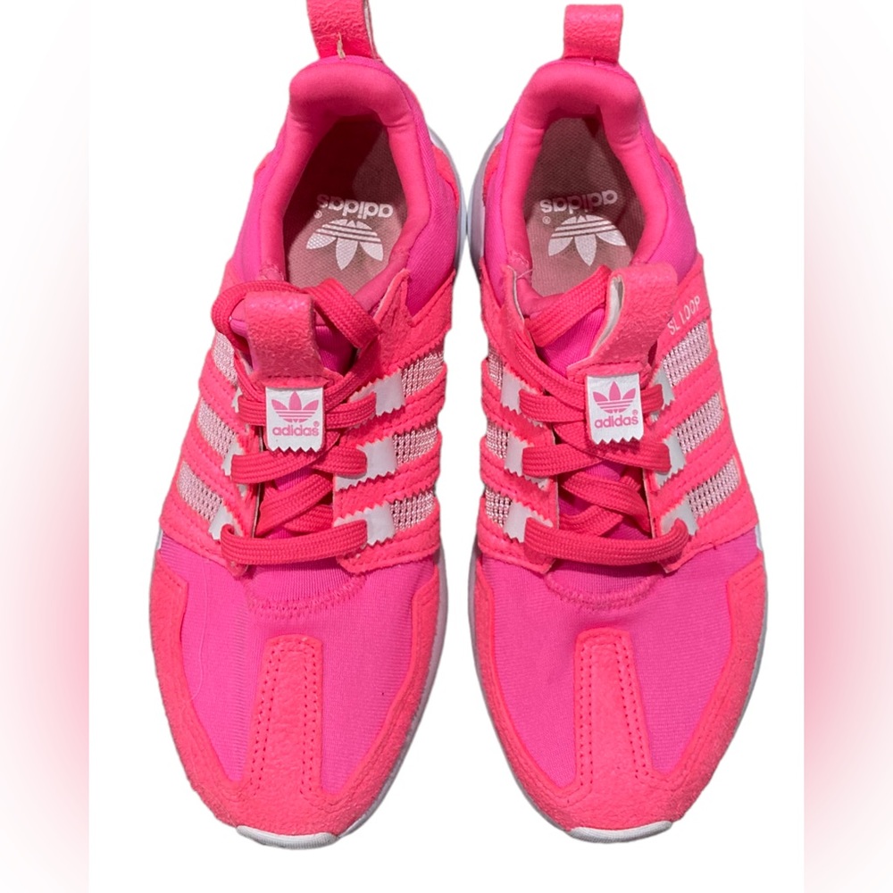 Adidas SL Loop kids size 5 or women’s 6 per size chart. Bright neon pink. - Picture 5 of 8